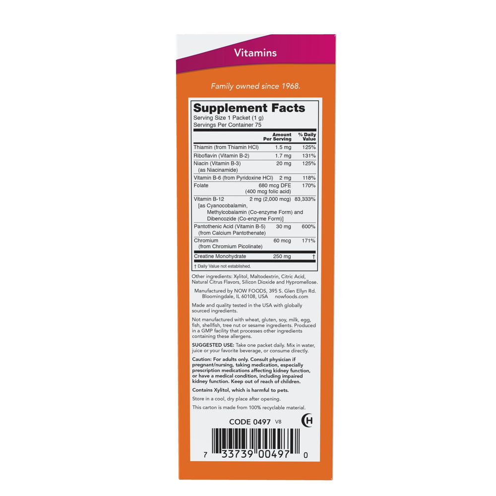 NOW Instant Energy B-12 2000 mcg packet close up