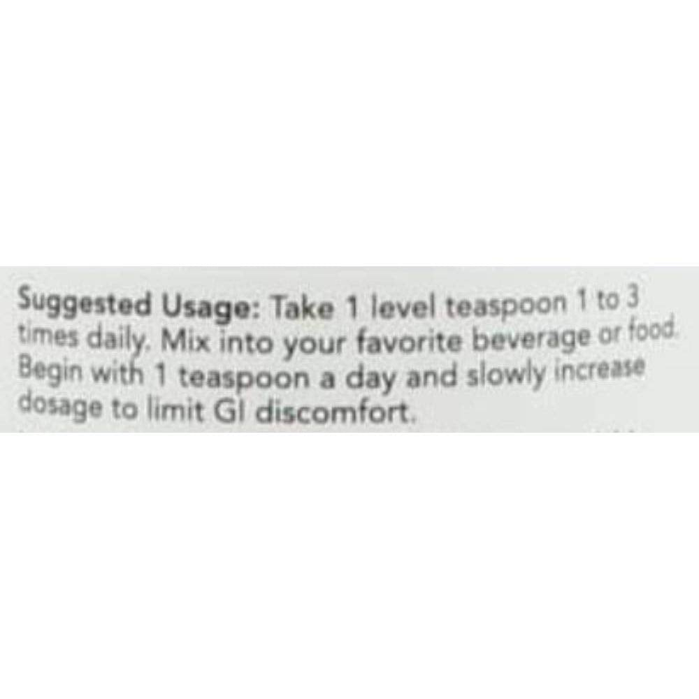 Nutrition facts panel for NOW Inulin Prebiotic Fos