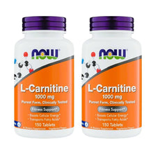 NOW L-Carnitine 1000 mg bottle and 150 tablets value size Pack of 2