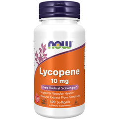 NOW Lycopene 10 mg softgels bottle with tomato extract label