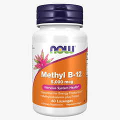 NOW Foods Methyl B-12 5000 mcg lozenges bottle and label