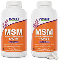 Two bottles of Now Foods MSM 1000 mg, 400 vegan capsules, pack of 2