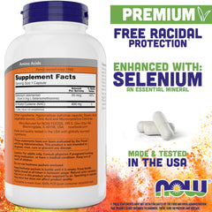NAC 600 mg 400 capsules supplement facts panel showing 25 mcg Selenium