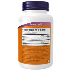 Label close-up of NOW Foods NAC Quercetin Zinc supplement