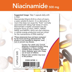 Serving size information for Niacinamide 500mg capsules