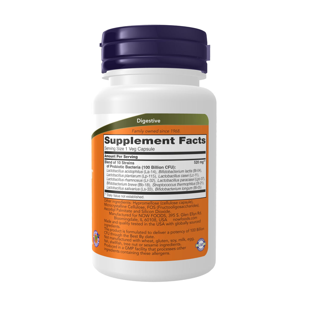 NOW Probiotic-10 capsule bottle close-up