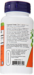 Close-up of NOW Rhodiola Rosea 500mg label on bottle