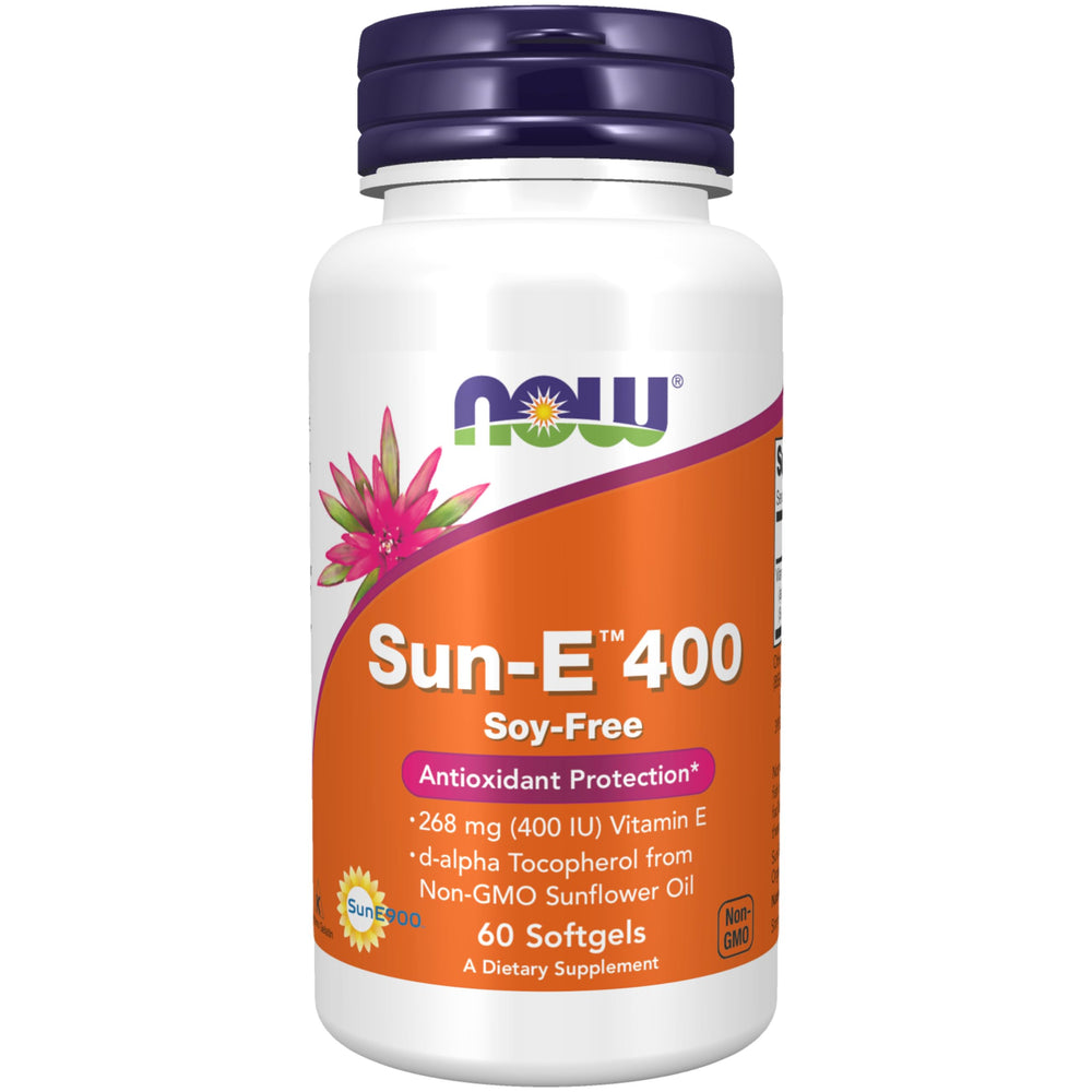 NOW Sun-E 400 IU Vitamin E from non-GMO sunflower oil, 60 softgels main product image