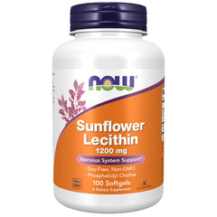 NOW Sunflower Lecithin 1200 mg softgel bottle label