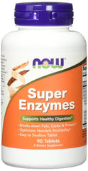 NOW Super Enzymes 90 Tablets Pack of 2 – front bottle shot