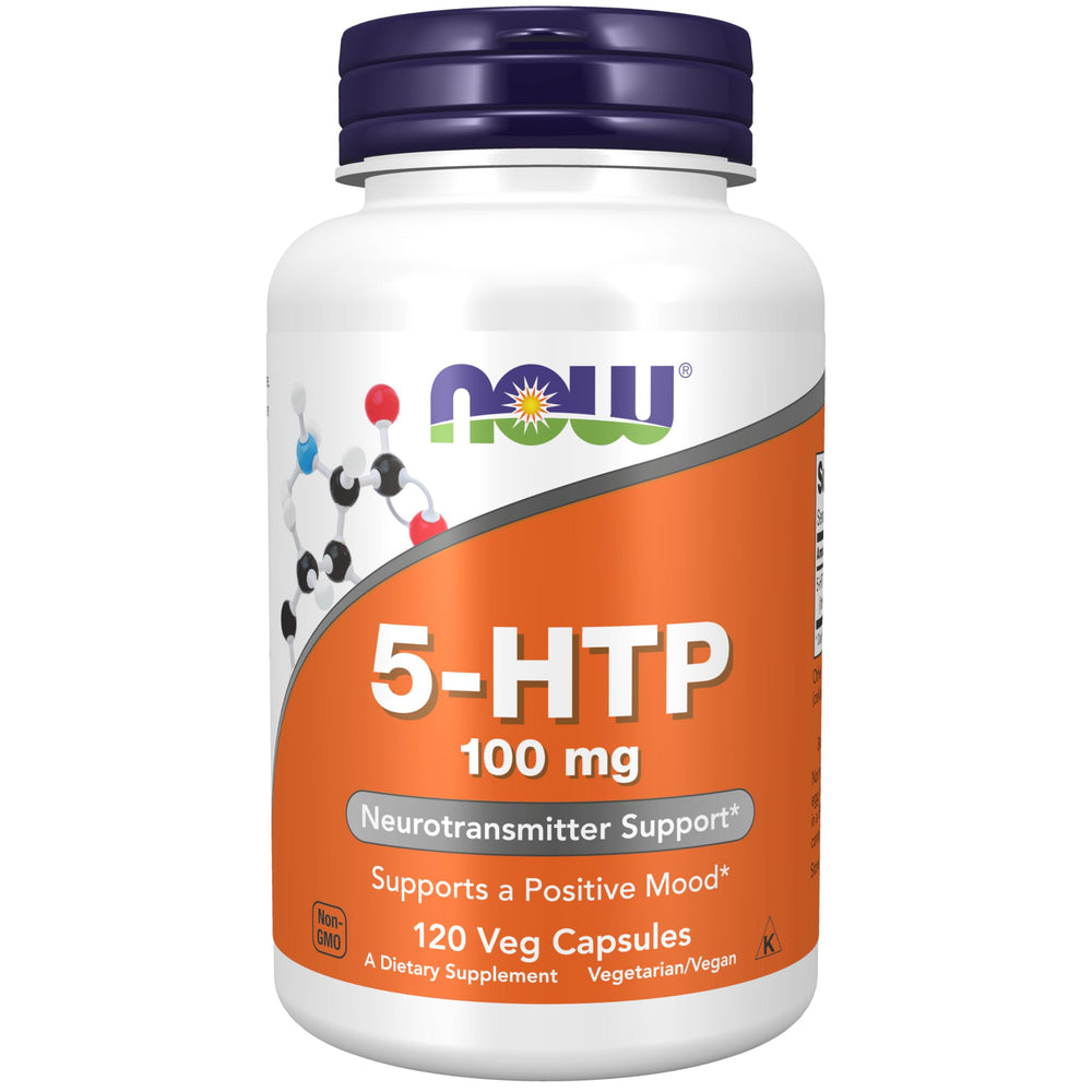NOW Supplements 5-HTP 100 mg bottle front label