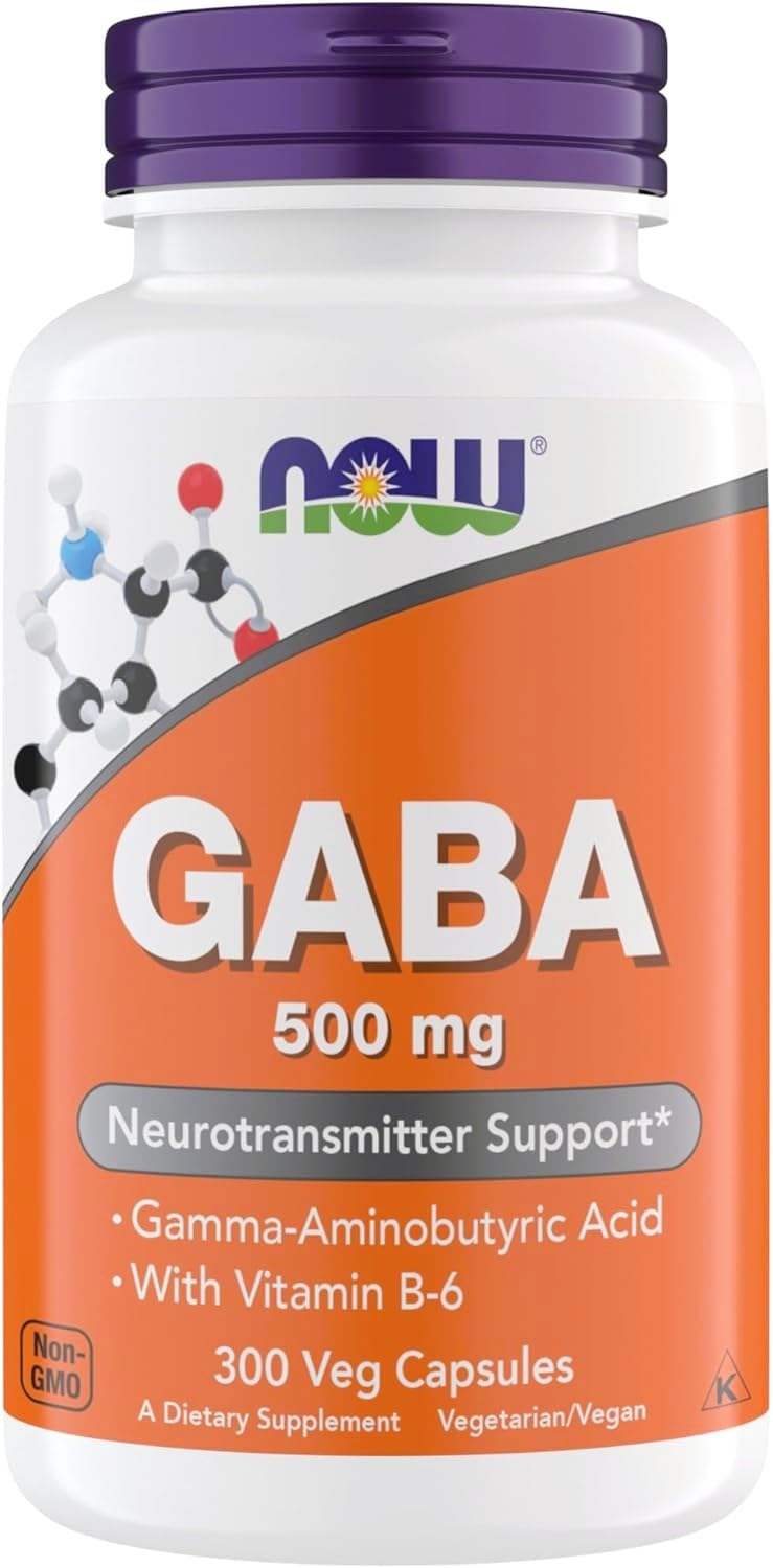 NOW GABA 500 mg capsules bottle label