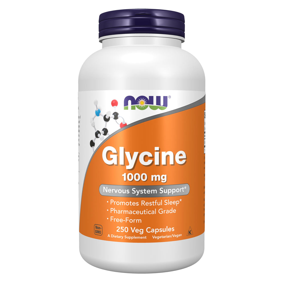 Now Supplements Glycine 1000 mg Free-Form capsules bottle