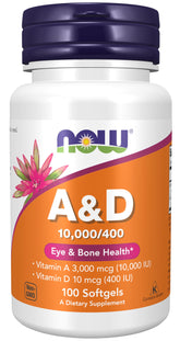NOW Vitamin A and D bottle front label