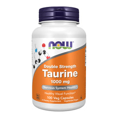 NOW Taurine 1,000 mg double strength vegan capsules bottle