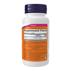 NOW Vitamin D-3 1,000 IU softgels label