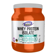 NOW Foods Whey Protein Isolate unflavored powder tub front view