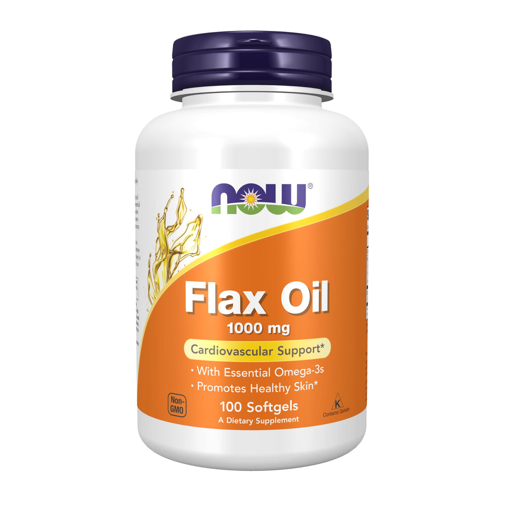 NOW Foods Flax Oil 1,000 mg softgel bottle