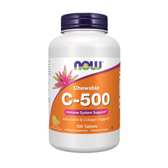 NOW Foods Vitamin C-500 chewable orange flavor bottle front