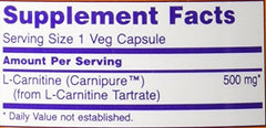NOW Foods L-Carnitine product label emphasizes GMP-certified quality.