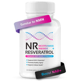 NR + Resveratrol supplement bottle with front label