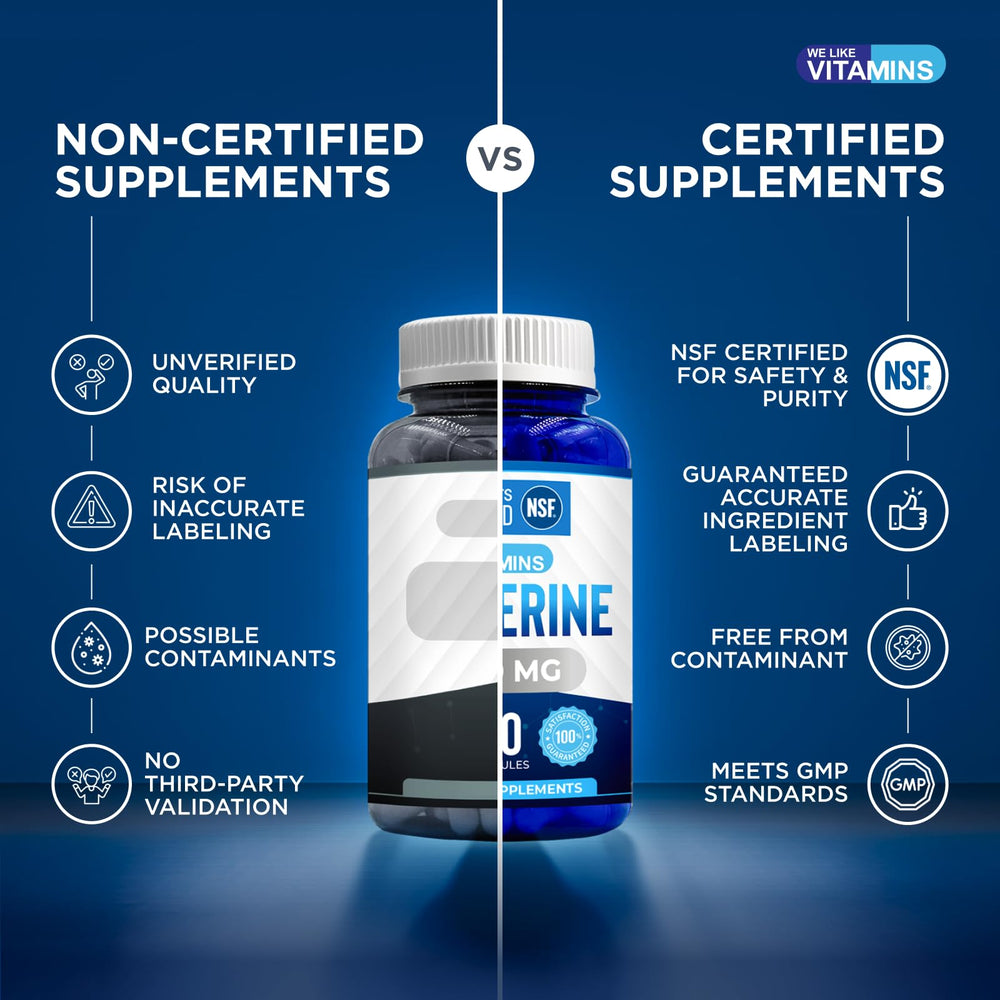 NSF certified seal on Berberine HCL bottle