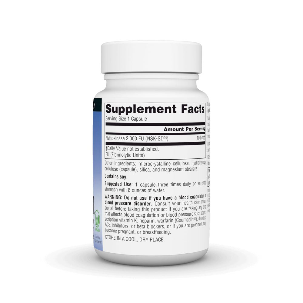 Close-up of NSK-SD Nattokinase 100mg bottle label