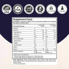 Nutrition panel indicating 5 billion CFUs per two gummies