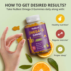 Close-up of orange-flavored omega-3 gummies