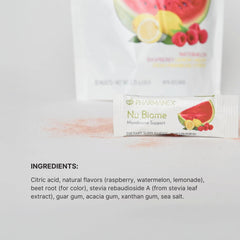 Concept of digestive balance with Nu Biome bottle