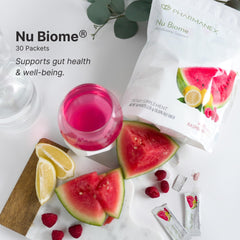 Front of Nu Biome packaging with label