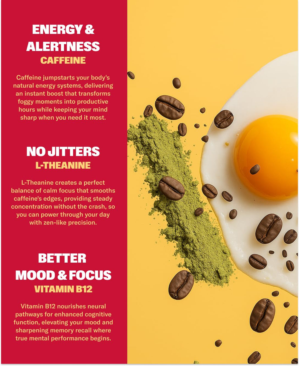 NuStrips caffeine L-Theanine visual highlights balanced energy and smoother focus.