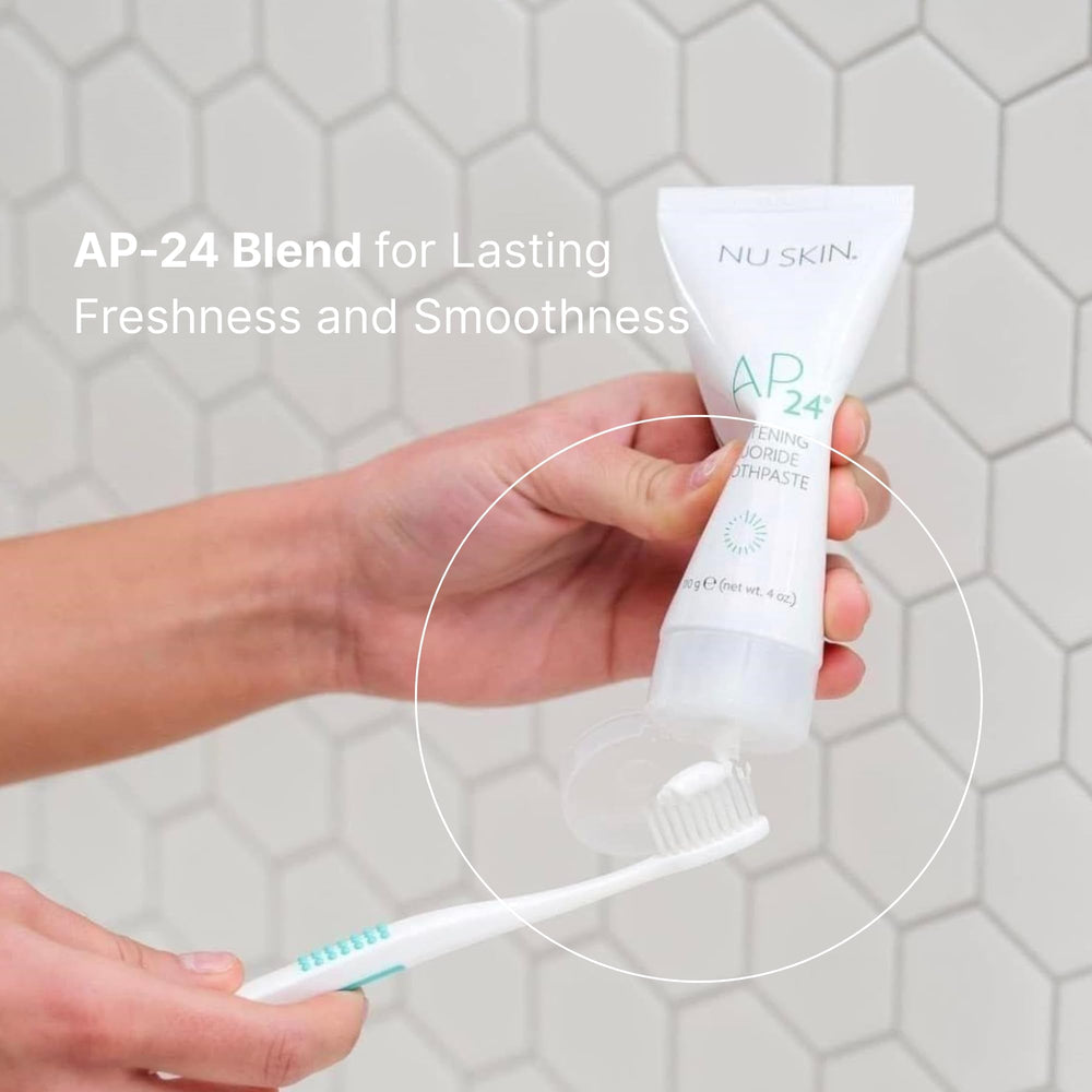 Before and after brightness comparison for AP 24 toothpaste