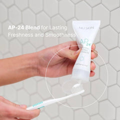 Before and after brightness comparison for AP 24 toothpaste
