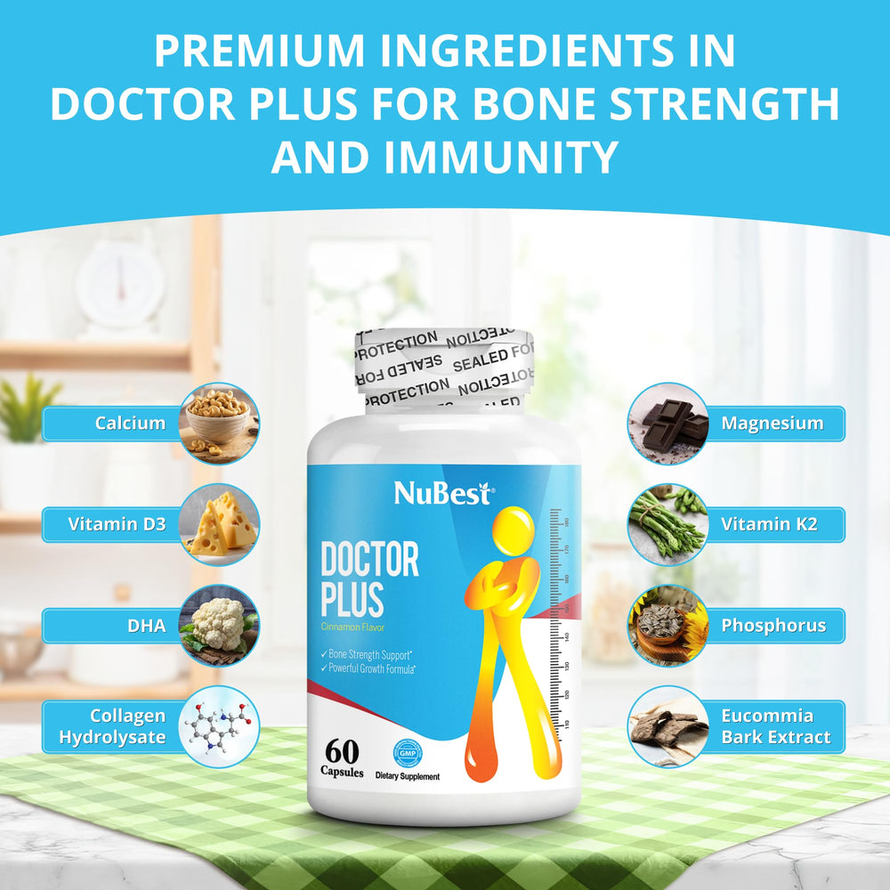 Back view of NuBest Doctor Plus bottle showing supplement facts