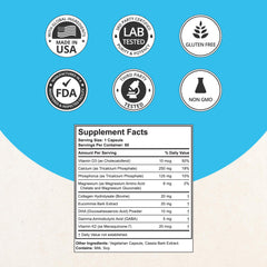 Ingredients image for NuBest Doctor Plus including calcium, D3, K2 MK7, magnesium