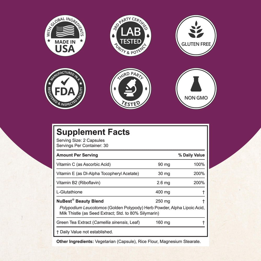 Close-up of Glutathione 400mg ingredient highlight