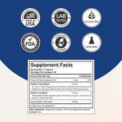 Graphic representation of brain health with NuBrain branding