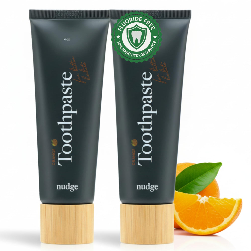 Front view of Nudge Orange Nano Hydroxyapatite Toothpaste