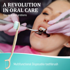 NUDUKO travel toothbrush showing floss picks