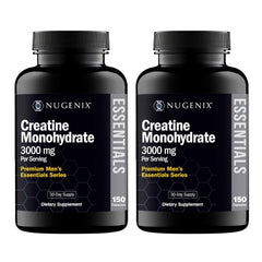 Nugenix Essentials Creatine Monohydrate bottle showing 3000mg capsules, 300 count