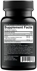 Nugenix Estro-Regulator capsules closeup emphasizing non-stimulant, caffeine-free formula.