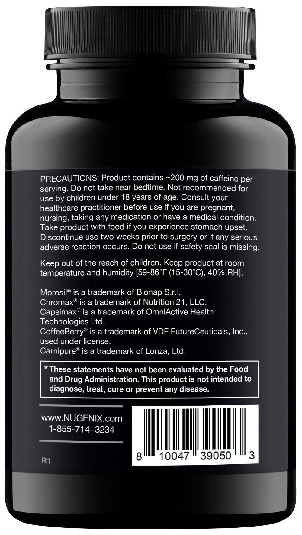 Graphic showing Nugenix Thermo ingredients including Chromax, Morosil and Capsimax
