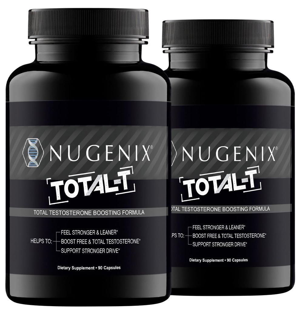 Nugenix Total-T bottle and capsules on a white background