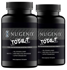 Nugenix Total-T bottle and capsules on a white background