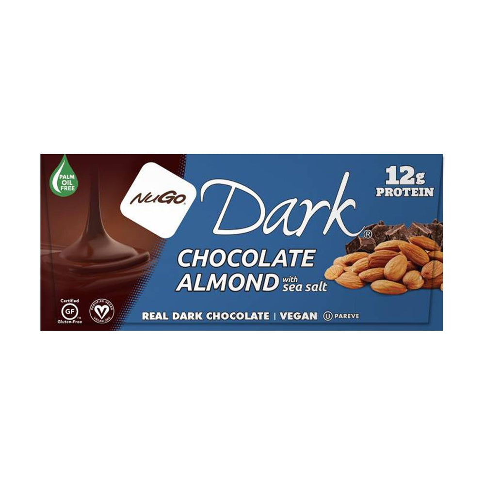 Close-up of almonds and sea salt in dark chocolate