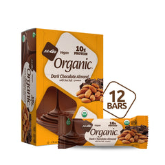 Front view of NuGo Organic Dark Chocolate Almond bar