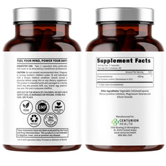 Close-up of product label highlighting sunflower lecithin as the phosphatidylserine source