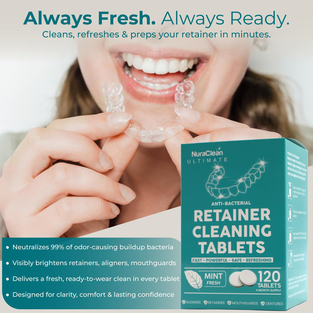 NuraClean Ultimate tablet dissolving in water with fizzing action