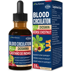 Nurbetoxa blood circulation liquid drops bottle shows a natural herbal formula for vascular support.